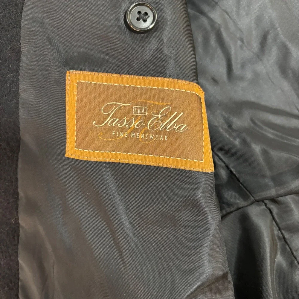 Tasso Elba Mens 100% Camel Hair Blazer Black Lanificio‎ Campore 42R TF52B02